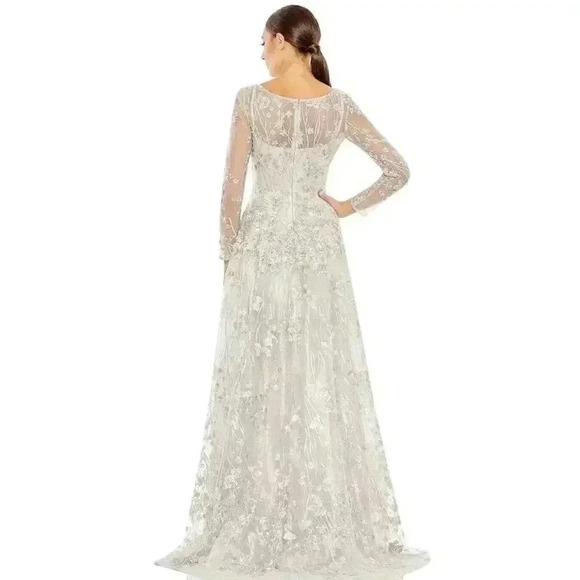 Mac Duggal 20402 Embellished Wrap Illusion A Line Gown 4 Pastel Floral Evening - Picture 3 of 12